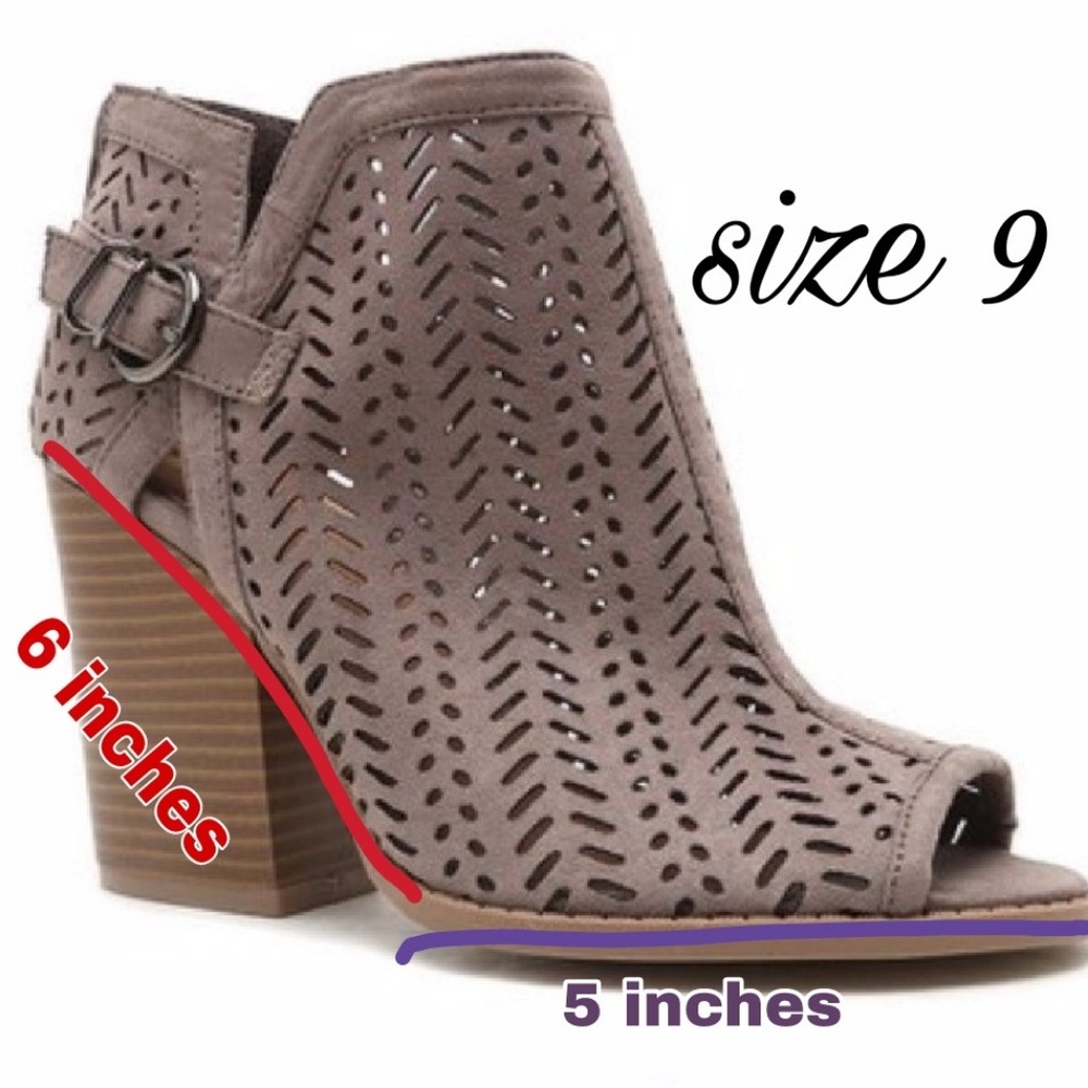 “Michelle” Taupe Peep Toe Ankle Booties - Picture 5 of 5